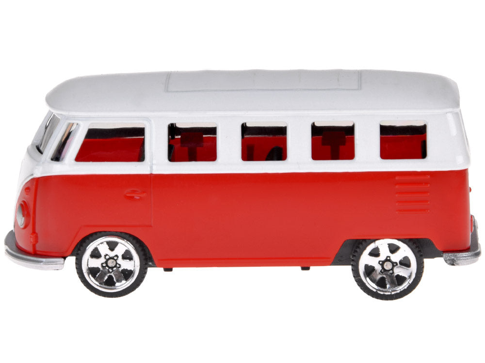 Metalinis automobilio Volkswagen T1 modelis, raudonai baltas