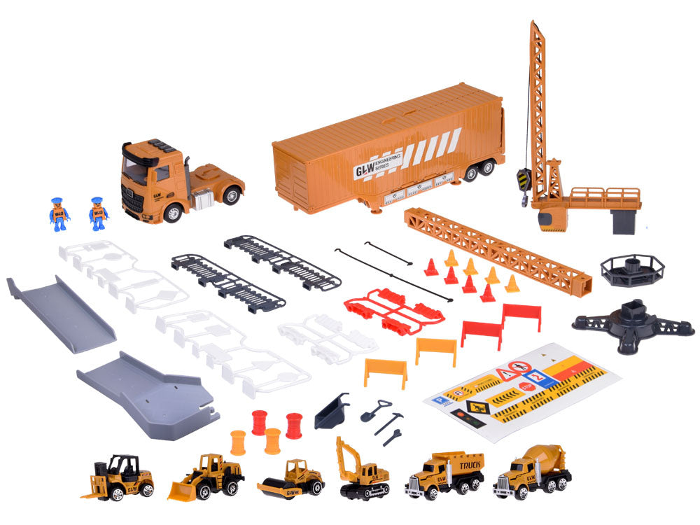 Sunkvežimio su konteineriu ir priedais rinkinys