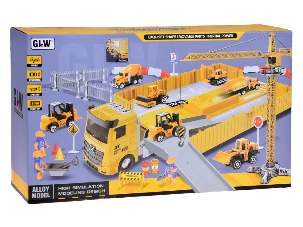 Sunkvežimio su konteineriu ir priedais rinkinys