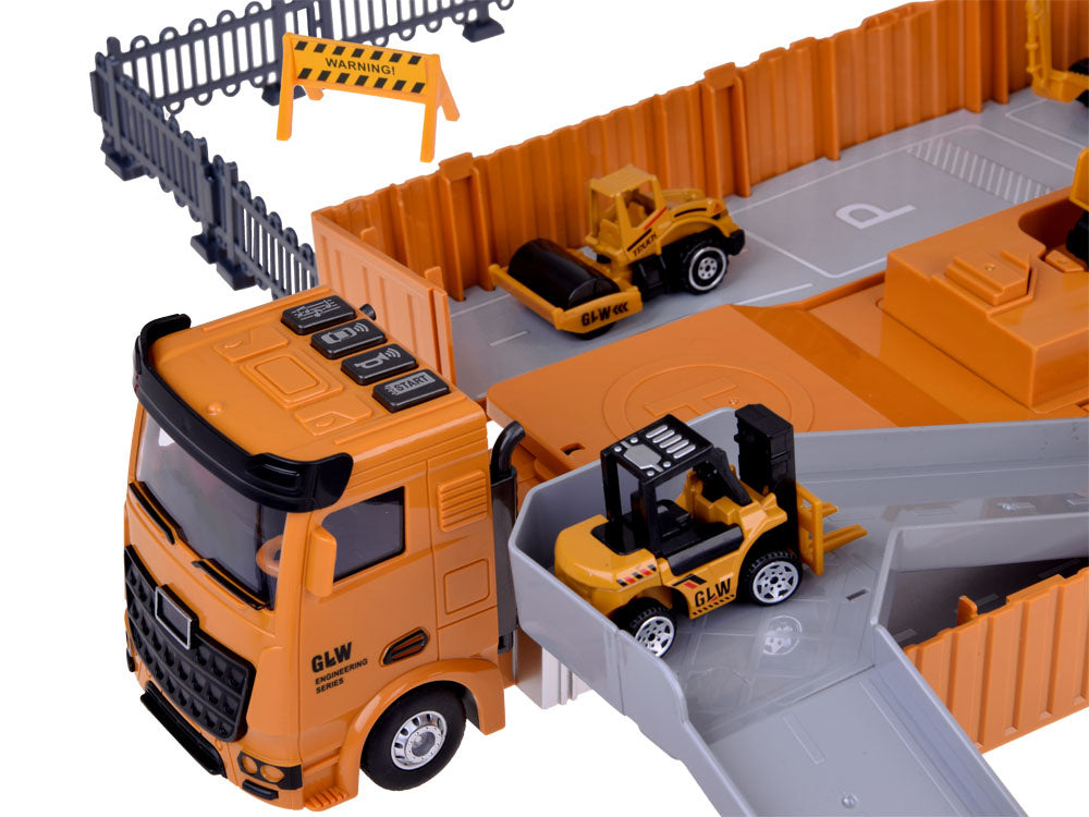 Sunkvežimio su konteineriu ir priedais rinkinys