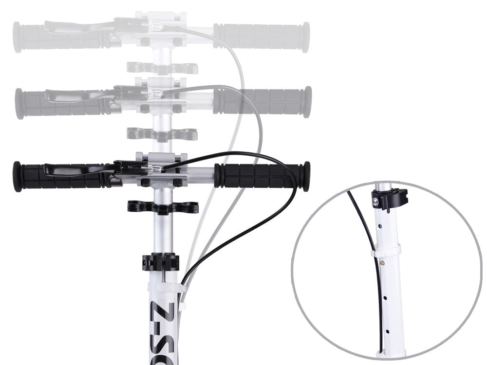 Sulankstomas paspirtukas su rankiniais stabdžiais, baltas