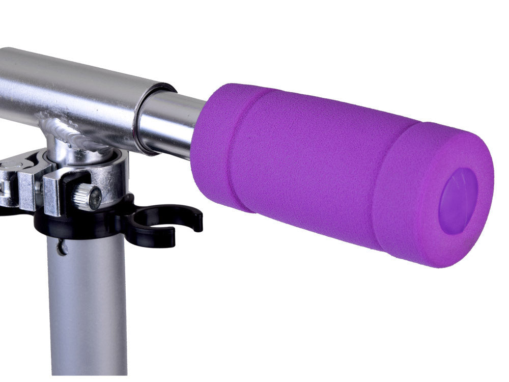 Sulankstomas paspirtukas su šviečiančiais ratais, violetinis