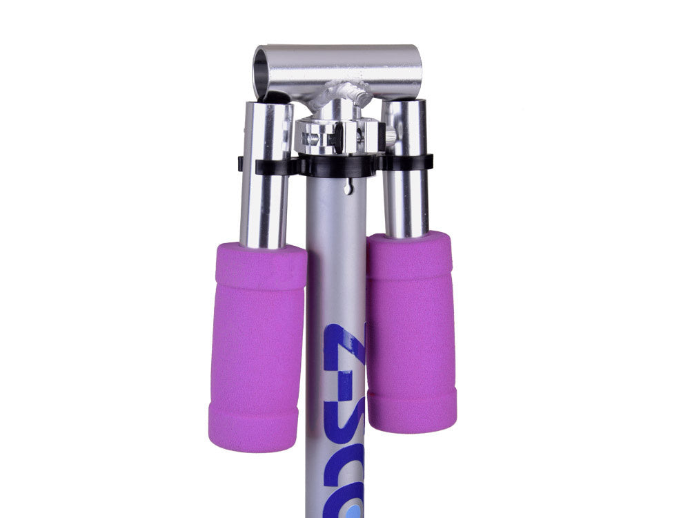 Sulankstomas paspirtukas su šviečiančiais ratais, violetinis