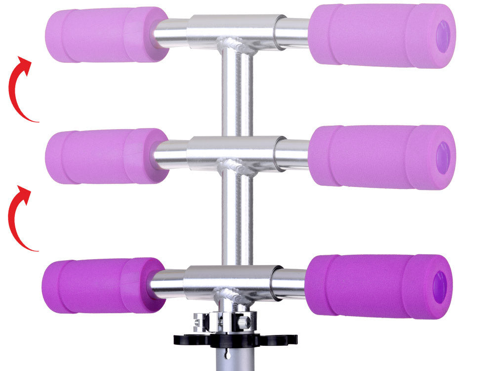 Sulankstomas paspirtukas su šviečiančiais ratais, violetinis