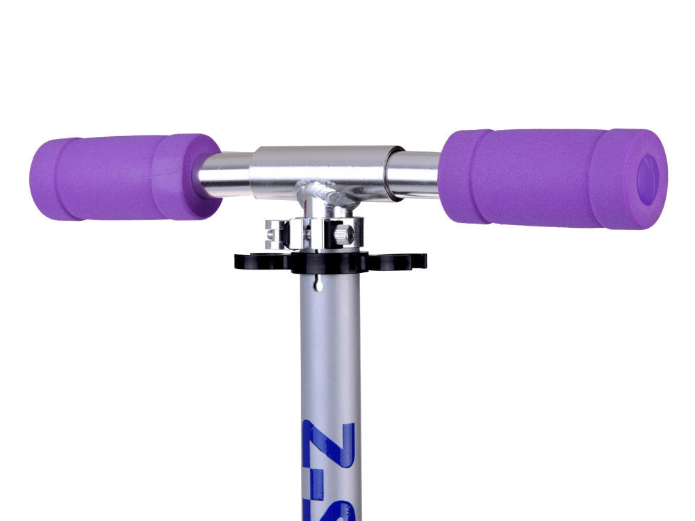 Sulankstomas paspirtukas su šviečiančiais ratais, violetinis