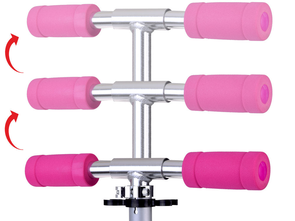 Sulankstomas paspirtukas su šviečiančiais ratais, rožinis