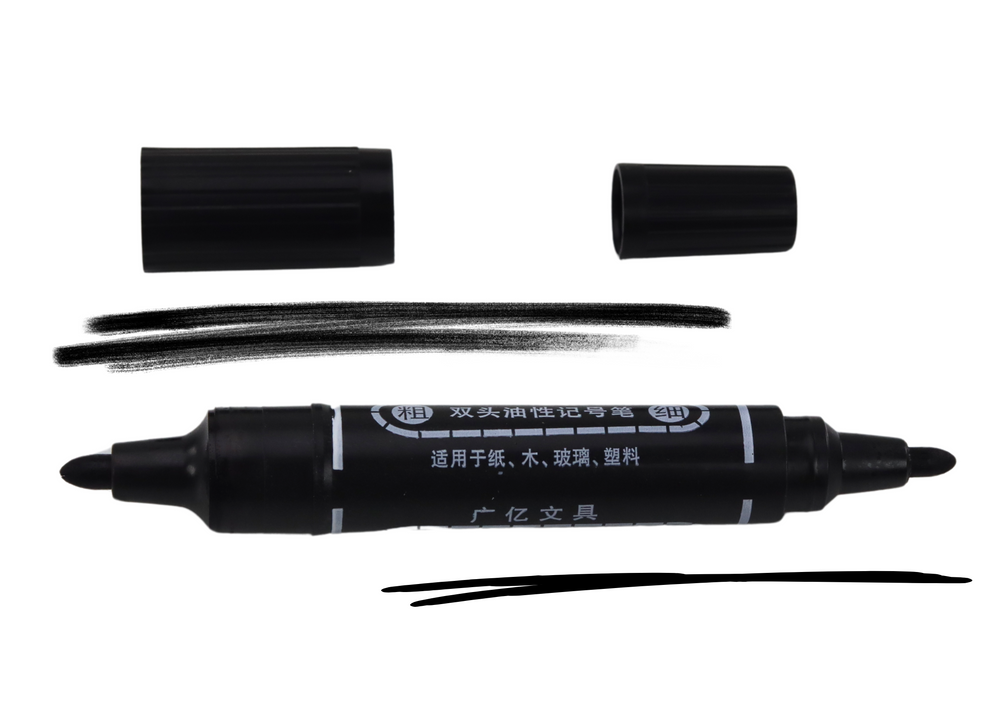 Vandeniui atsparių dvipusių žymeklių rinkinys 10 vnt., juodas