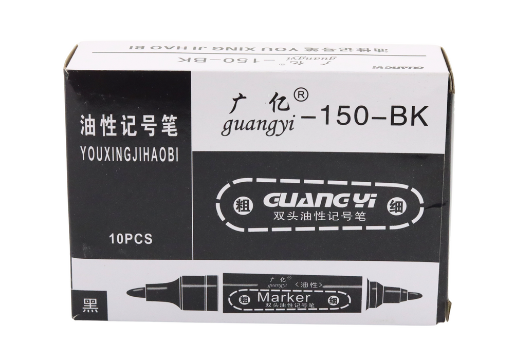 Vandeniui atsparių dvipusių žymeklių rinkinys 10 vnt., juodas