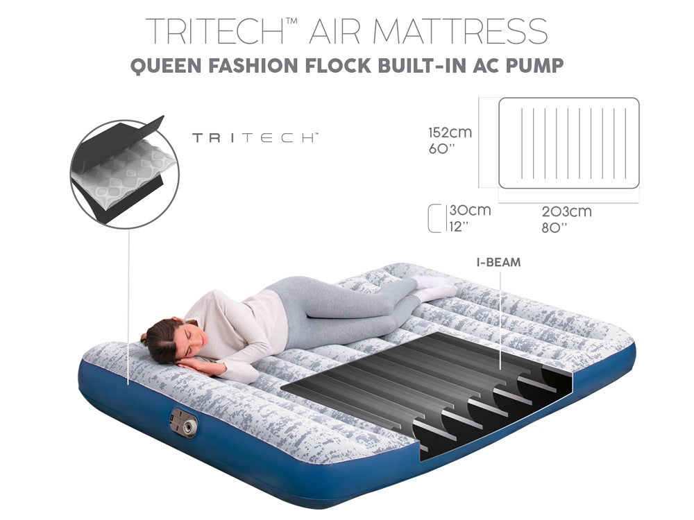 Dvivietis veliūrinis pripučiamas čiužinys 203x152x30cm, Bestway