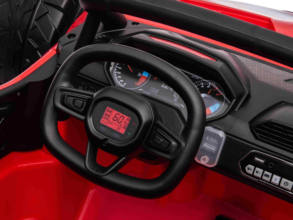 Dvivietis elektrinis bagis vaikams Racing, raudonas