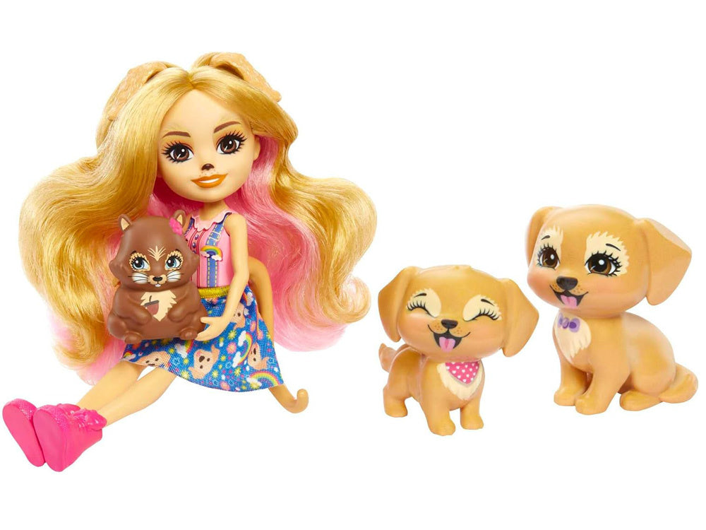 Lėlė „Enchantimals Gerika Golden Retriever“ su gyvūnėliais
