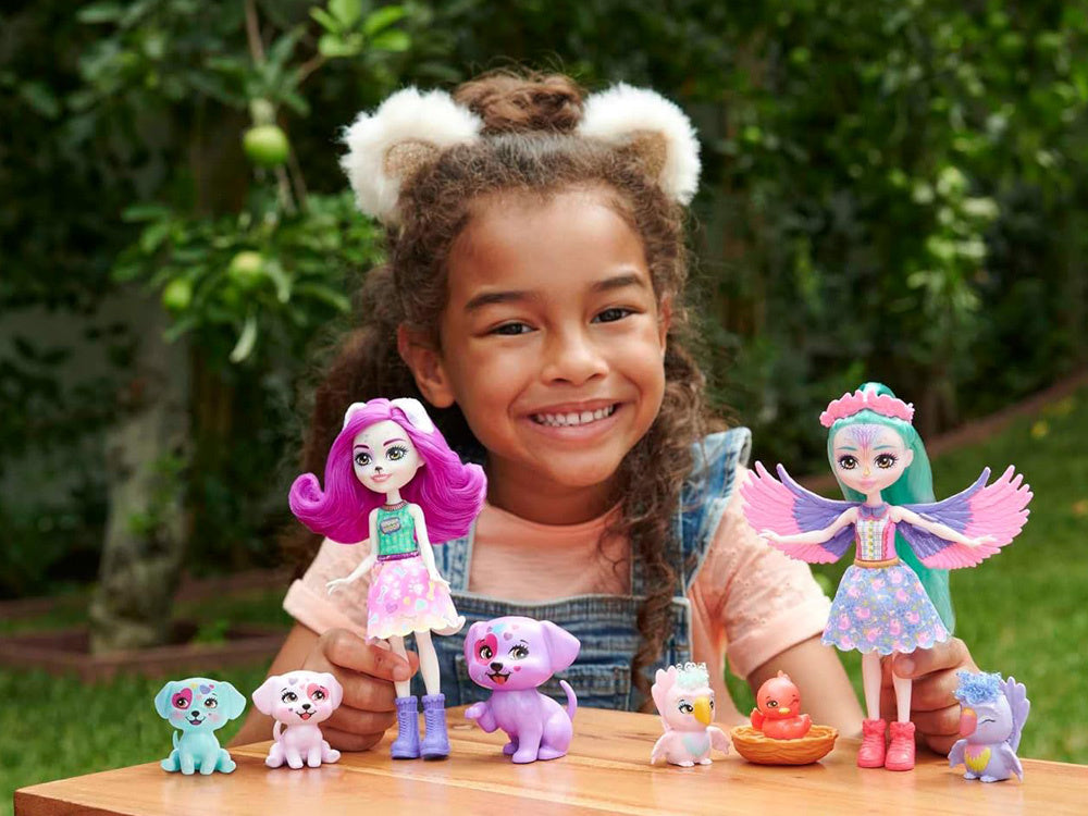 Lėlė „Enchantimals Filia Finch“ su papūgėlių šeimyna