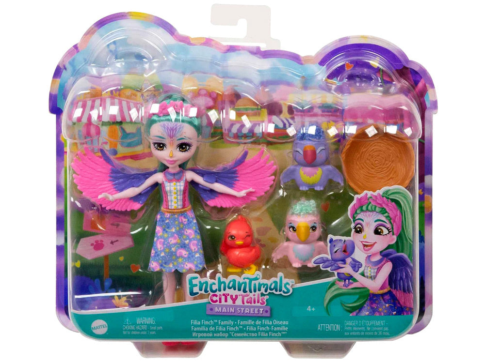 Lėlė „Enchantimals Filia Finch“ su papūgėlių šeimyna