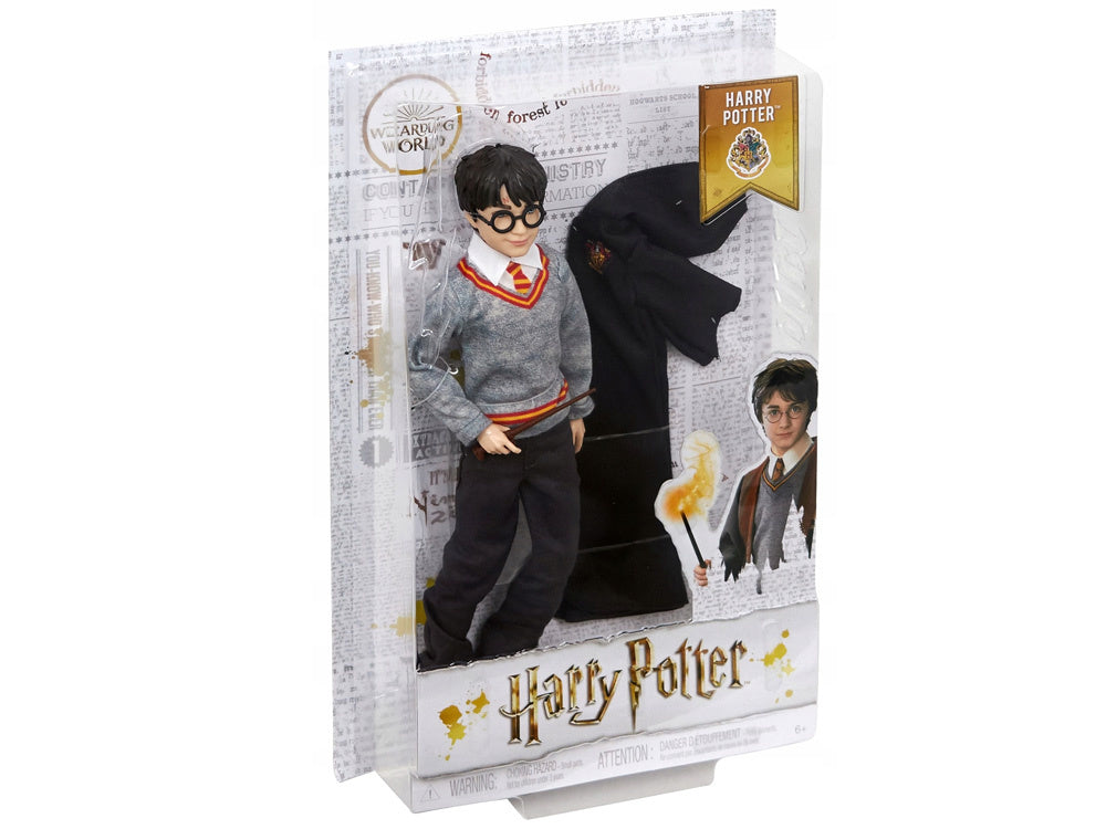 Hario Poterio lėlė su Grifindoro mokykliniais drabužiais ir lazdele