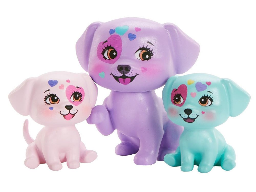 Dalmatinų lėlė „Enchantimals Dessa“ su žavinga šuniukų šeima