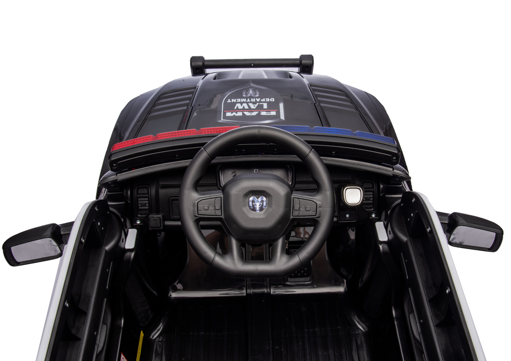 Vienvietis elektrinis policijos džipas vaikams ZB618 Dodge Ram, juodas