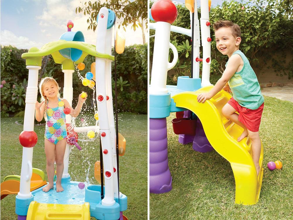 Didelė vaikų žaidimų aikštelė su čiuožykla, vandens patranka Little Tikes
