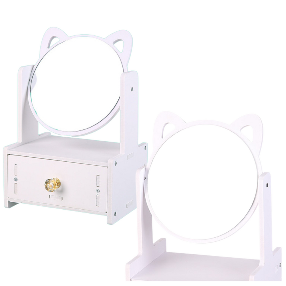 Mini kosmetinė dėžutė su veidrodžiu, balta