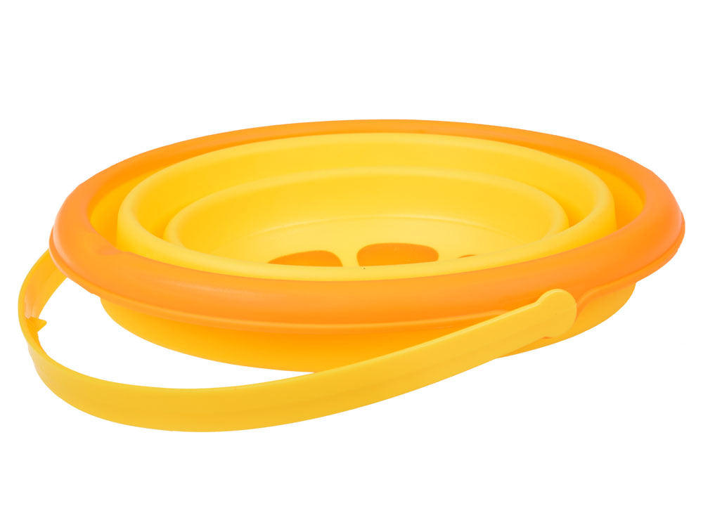 Sulankstomas silikoninis kibirėlis vaikams, geltonas