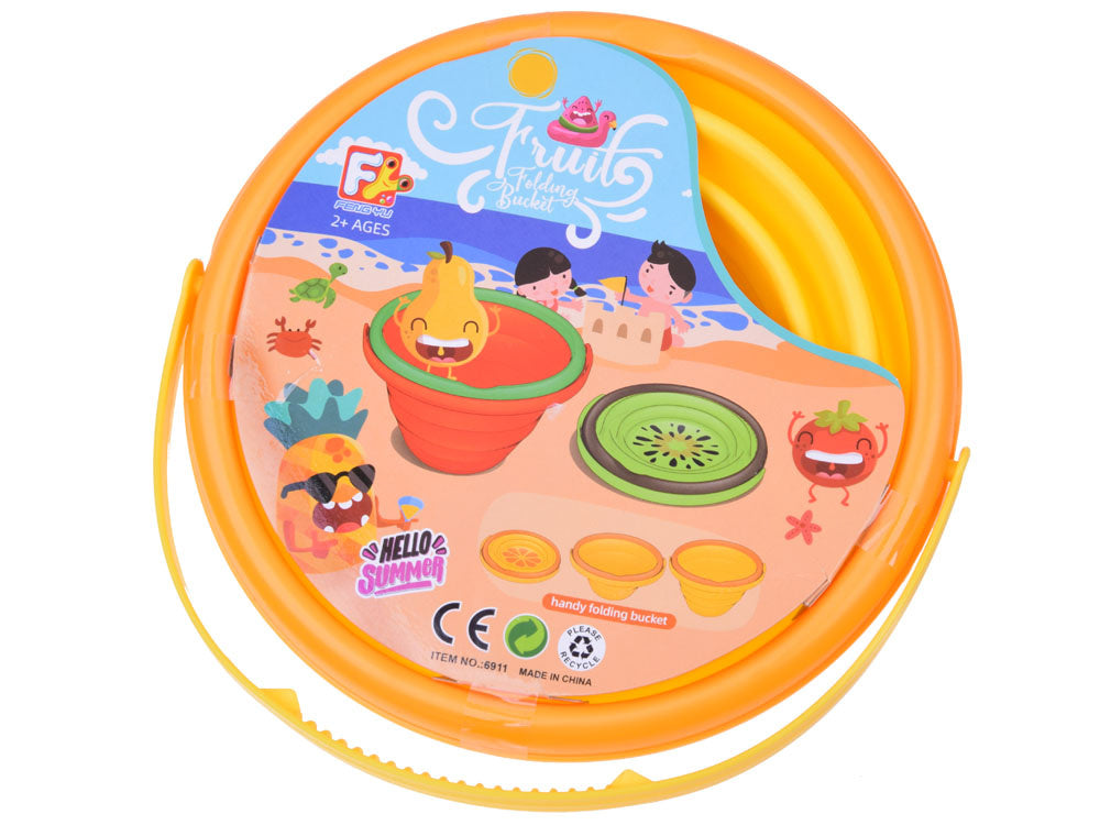 Sulankstomas silikoninis kibirėlis vaikams, geltonas