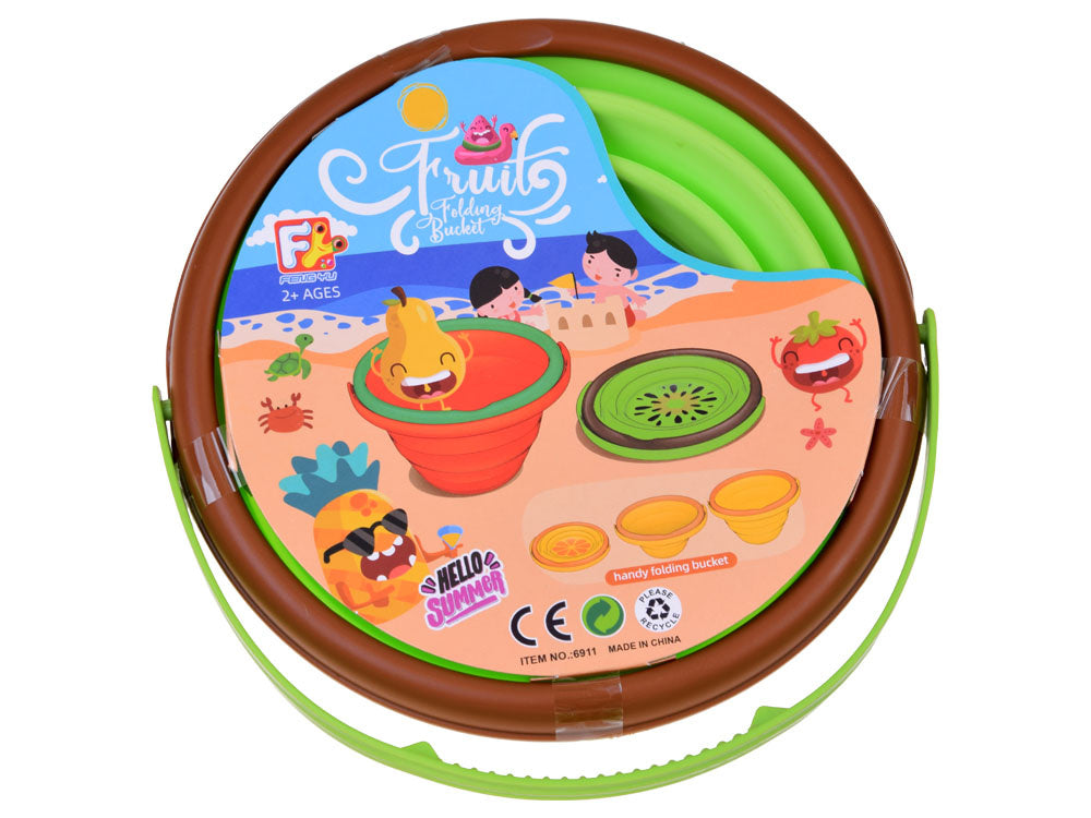 Sulankstomas silikoninis kibirėlis vaikams, žalias