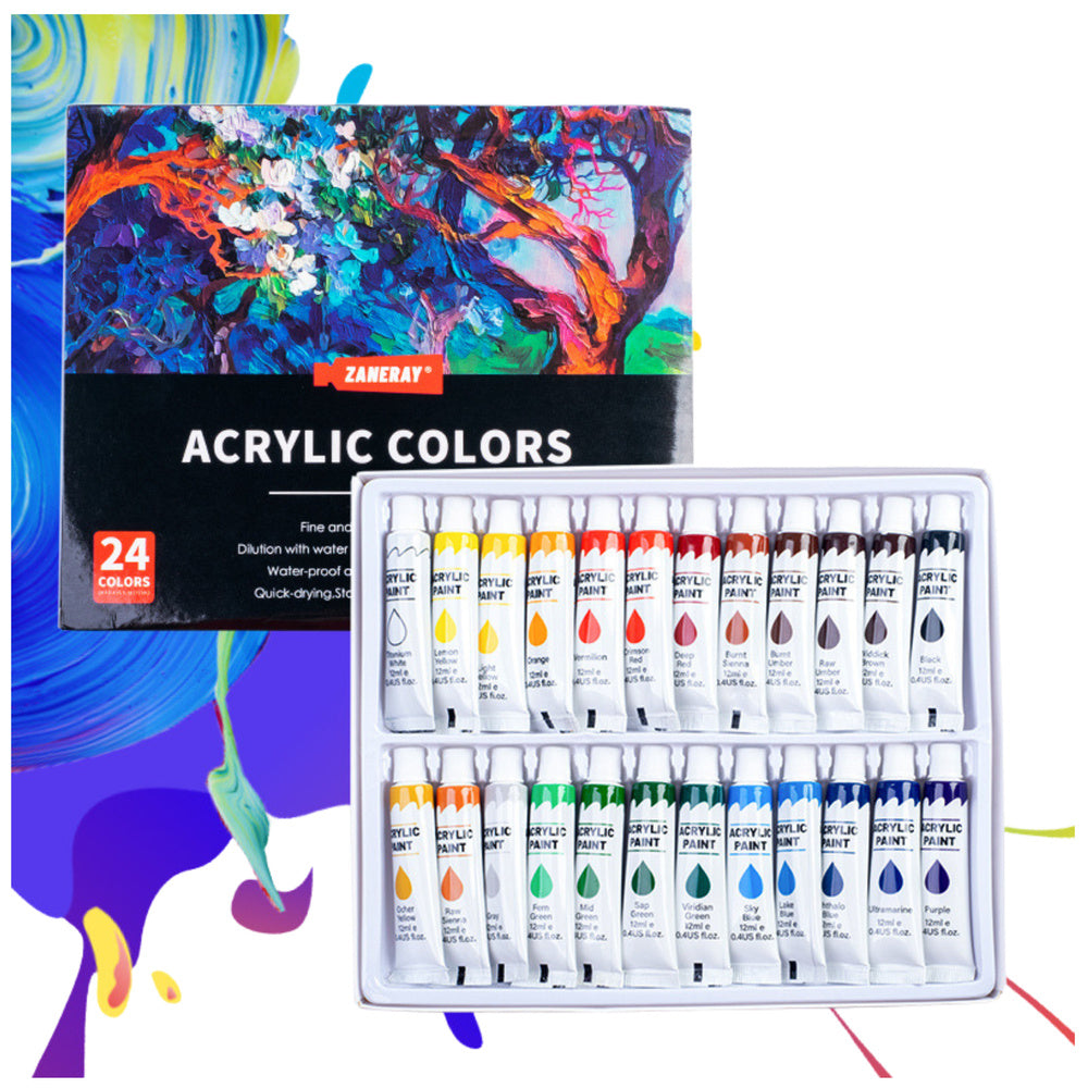 Meninių akrilo dažų tūbelėse rinkinys 12 ml 24 vnt.