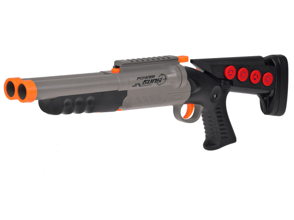 Didelio kalibro dvivamzdis šautuvas vaikams su putplasčio šoviniais, pilkas