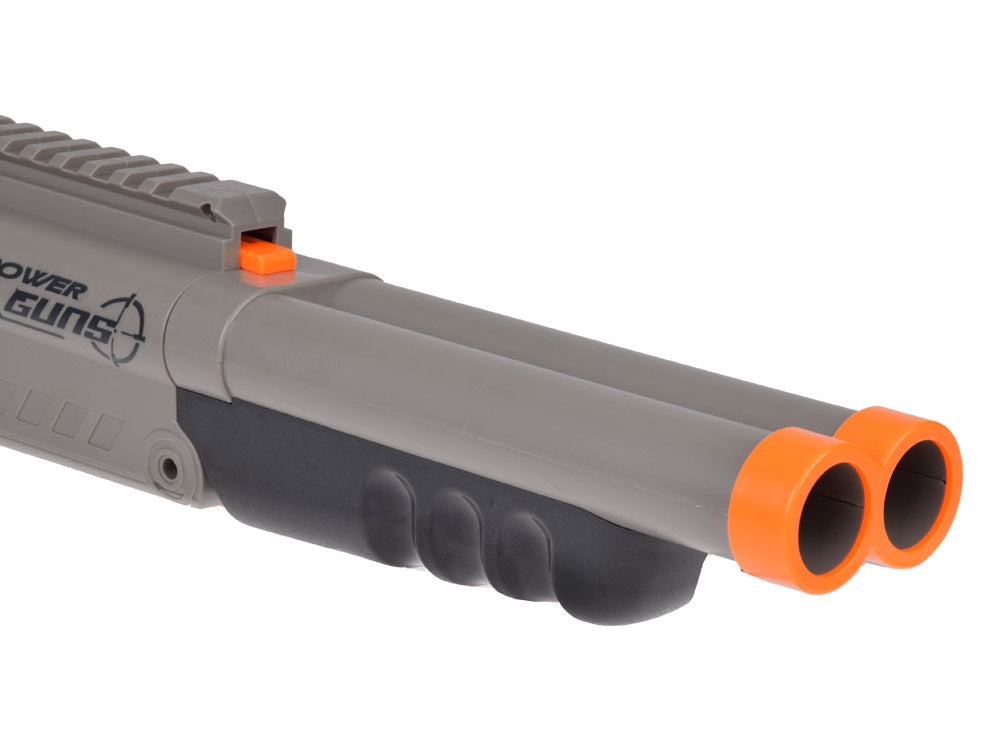 Didelio kalibro dvivamzdis šautuvas vaikams su putplasčio šoviniais, pilkas