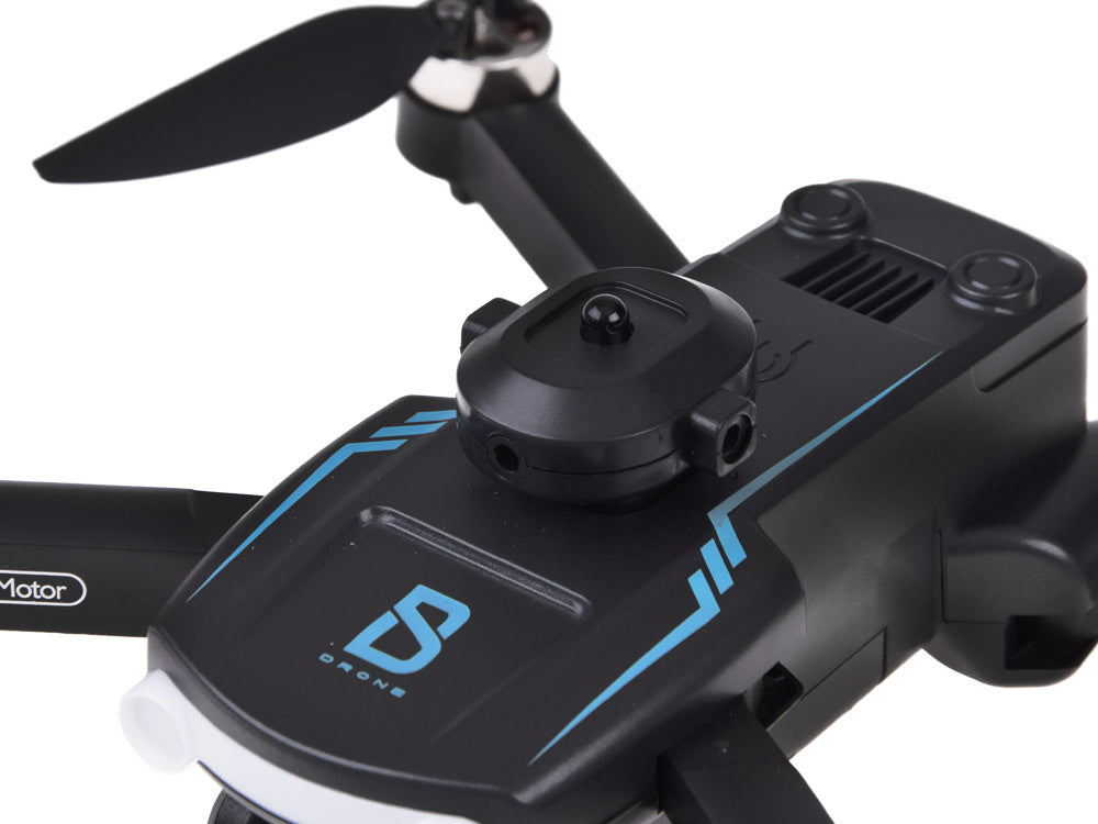 Nuotoliniu būdu valdomas dronas su kamera ir dėklu, juodas