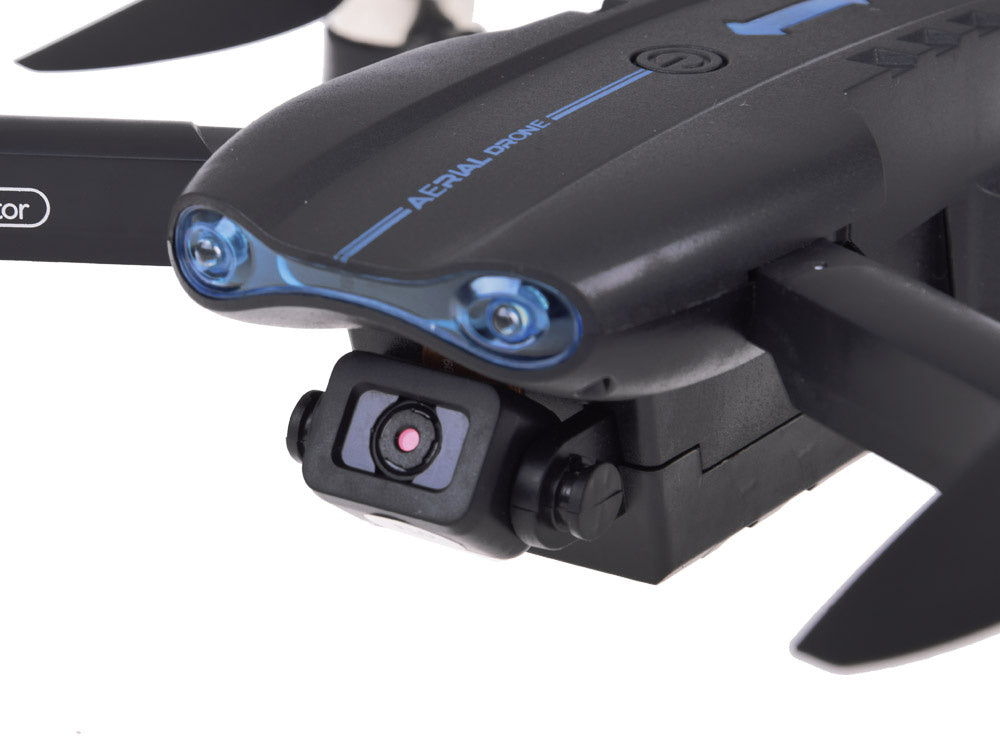 Nuotoliniu būdu valdomas dronas su dėklu ir kamera, juodas