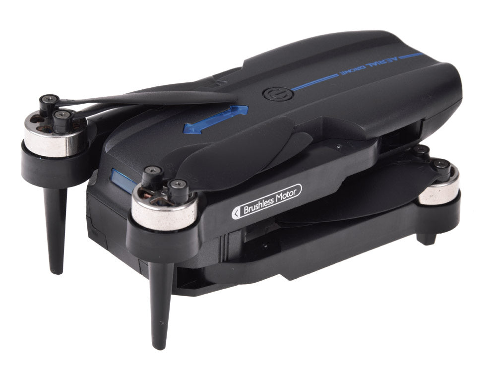 Nuotoliniu būdu valdomas dronas su dėklu ir kamera, juodas