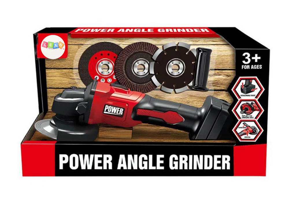 Žaislinis rankinis šlifuoklis su diskais, raudonas