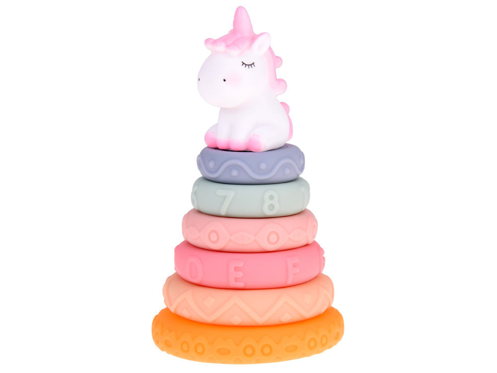 Sensorinis žaislas piramidė vaikams, vienaragis