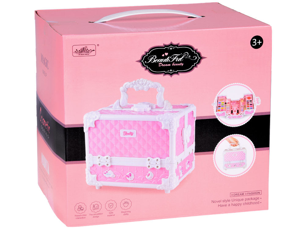 Didelis grožio rinkinys vaikams išskleidžiamame lagaminėlyje, rožinis