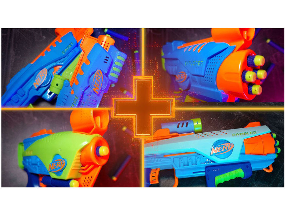 Žaislinis Nerf blaster Elite JR Rookie Pack šautuvas su paleidimo įrenginiu