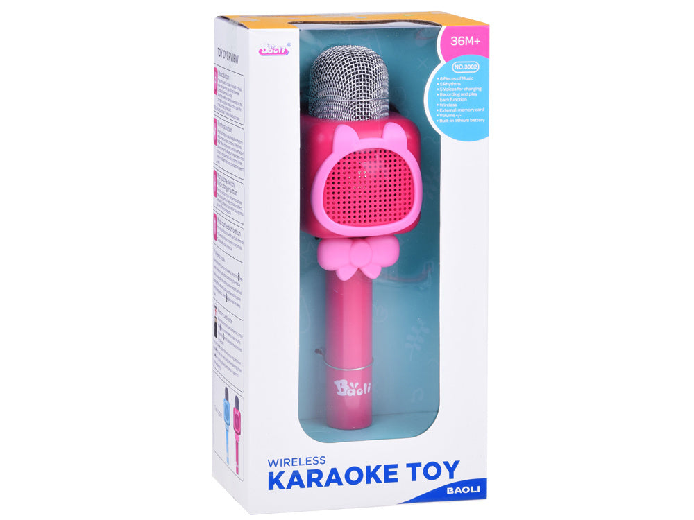 Belaidis karaoke mikrofonas vaikams su Bluetooth, rožinis