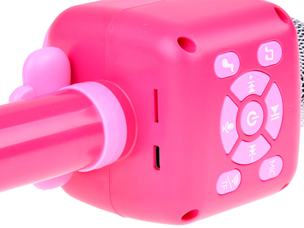 Belaidis karaoke mikrofonas vaikams su Bluetooth, rožinis
