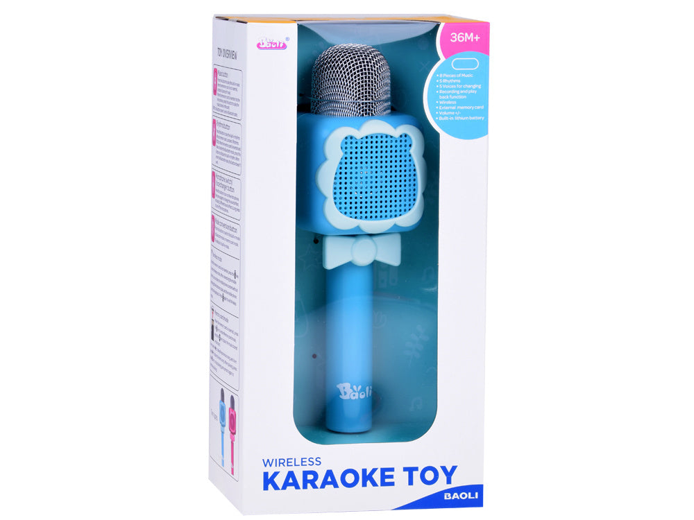 Belaidis karaoke mikrofonas vaikams su Bluetooth, mėlynas