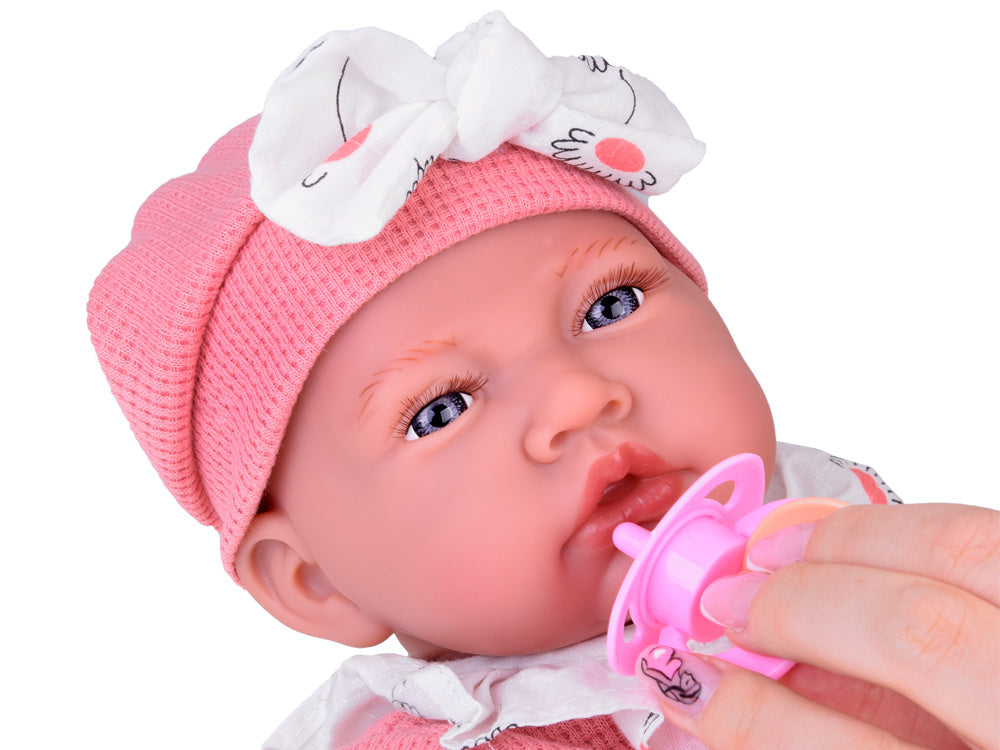 Lėlės kūdikis su čiulptuku 45 cm, rožinė