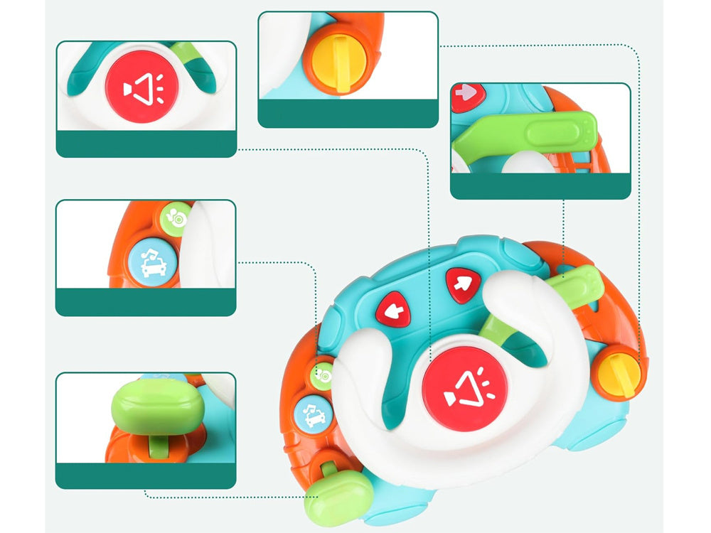 Interaktyvus sensorinis vairas vaikams su šviesa ir garsu, mėlynas