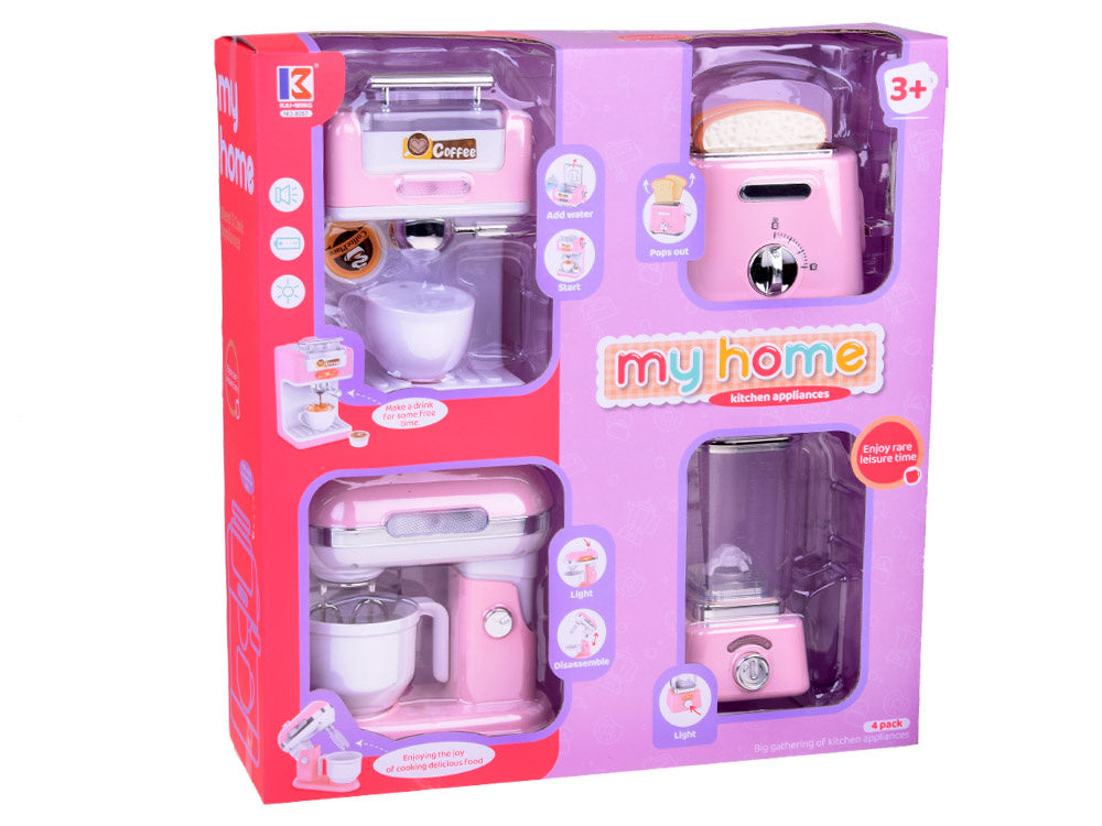 Virtuvės buitinių prietaisų rinkinys vaikams su garso ir šviesos efektais, rožinis