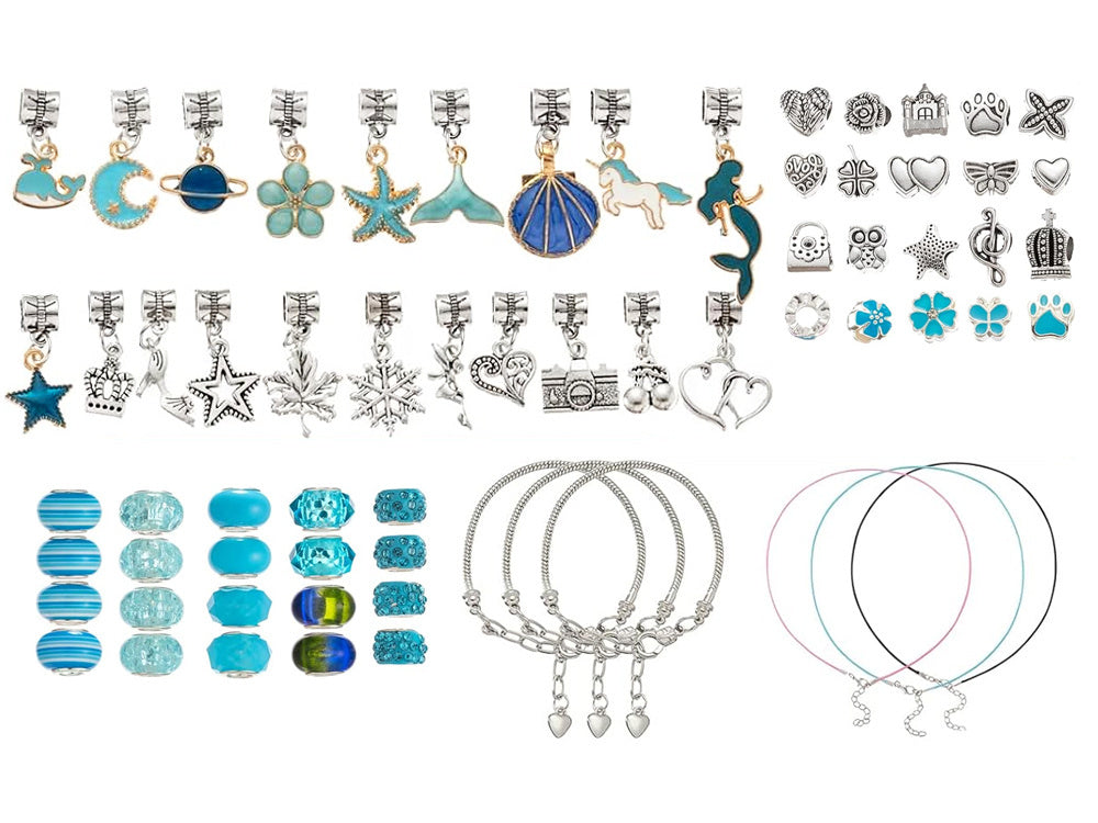 Kūrybinis papuošalų gamybos rinkinys lagaminėlyje, mėlynas