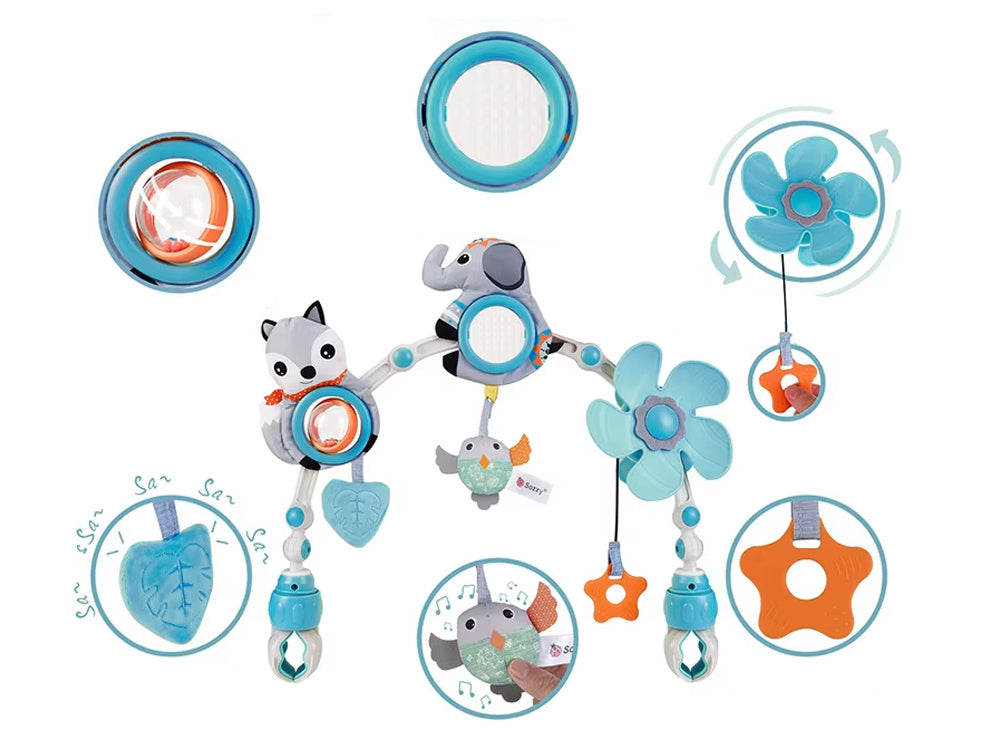 Pakabinami žaislai vaikiškai lovelei, mėlynas