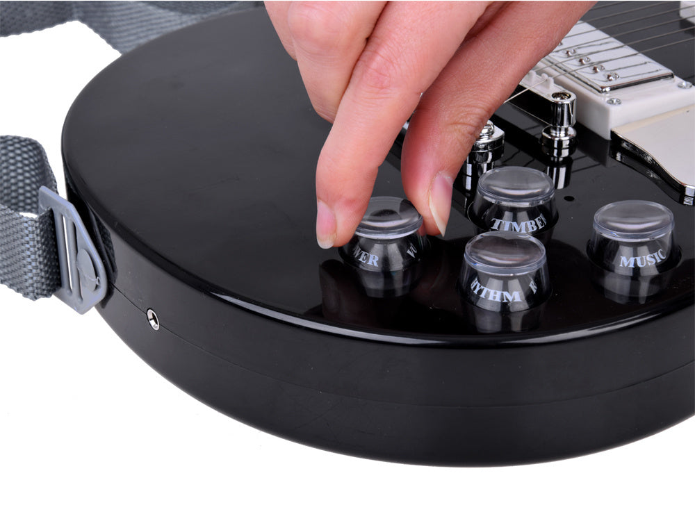 Elektrinė gitara su reguliuojamu dirželiu vaikams, juoda