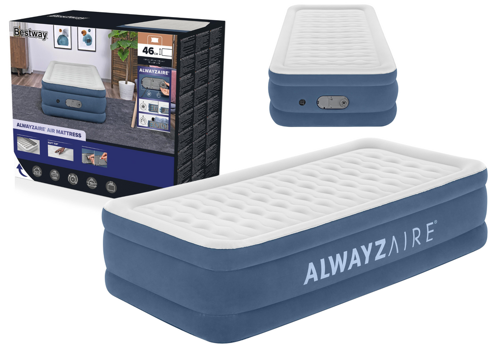 Pripučiamas vienvietis čiužinys su įmontuotu siurbliu 97x191x46cm, Bestway 6713P