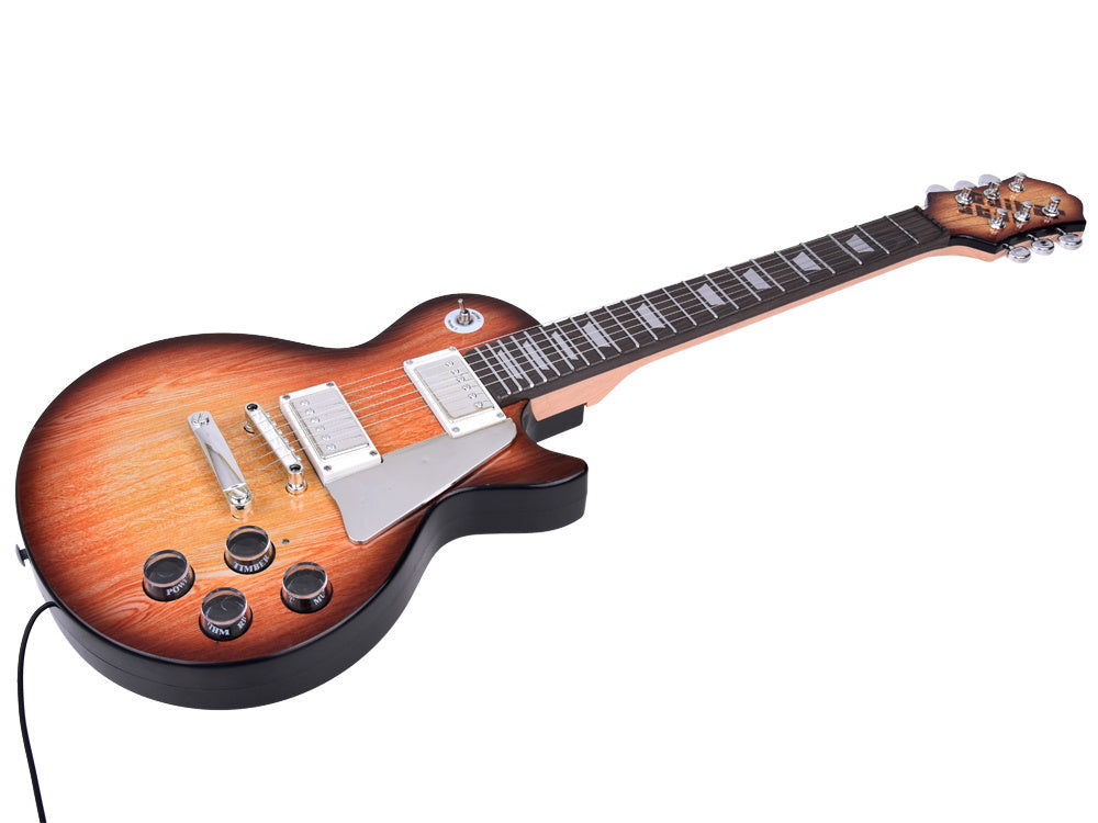 Elektrinė gitara su mikrofonu ir stiprintuvu vaikams, ruda