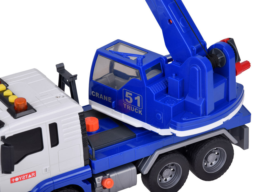 Besisukantis statybinis kranas vaikams su judančia ranka, mėlynas