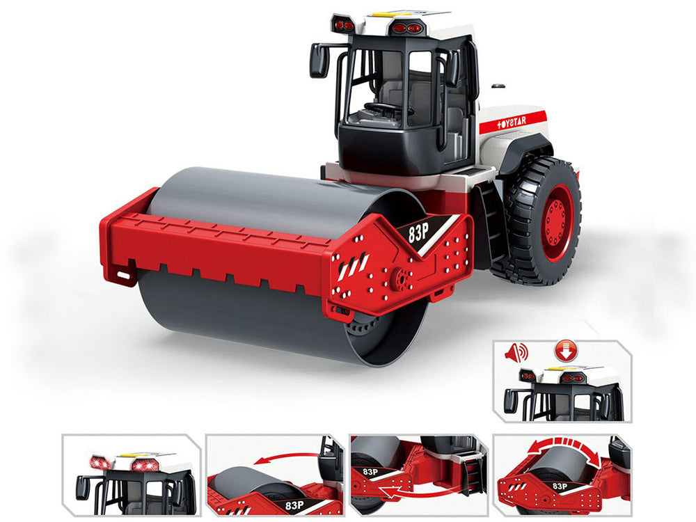 Žaislinė kelio mašina su volu, garso ir šviesos efektais