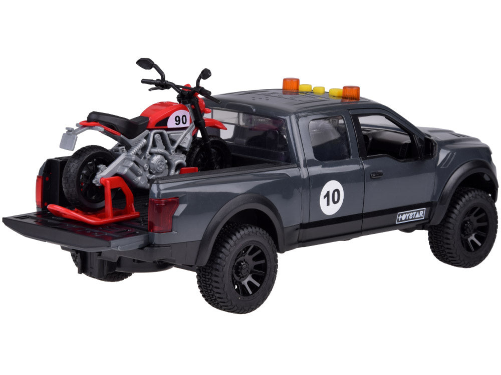 Žaislinis pikapo ir motociklo rinkinys su garso ir šviesos efektais