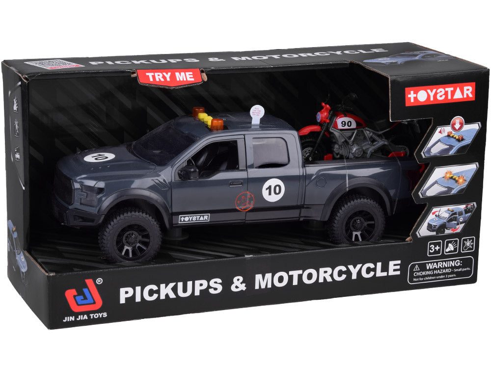 Žaislinis pikapo ir motociklo rinkinys su garso ir šviesos efektais